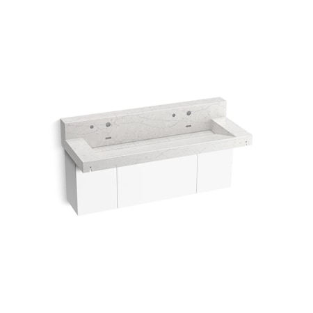 Kohler Constellation 60In Wall-Mount Trough Lavatory System With Backsplash In Pearl Jasmine 81027-BPW-KEP